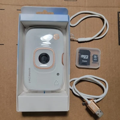 White HP SPROCKET 2 in 1 SMARTPHONE Printer & Instant Camera & BONUS 8GB SD Card - Image 1 of 4