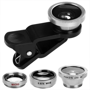 `Phone Camera Lens 3 In 1 Phone Fisheye Macro Camera Lens Clip On Cell Phon - Photo 1 sur 1
