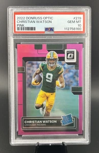2022 Donruss Optic #219 CHRISTIAN WATSON Rookie RC PINK PSA 10 GEM MINT - Picture 1 of 2