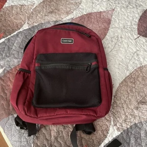 Calvin Klein Backpack Scarlet Red With Blue Interior Small Size Used - Picture 1 of 7