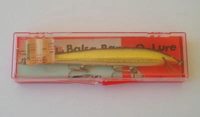 Vintage Bagleys Bang-O-Lure Fishing Lure w/ Box and Paper B-525-G Black on Gold - Image 1 of 4