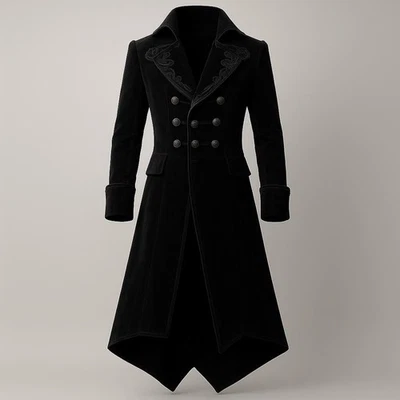 Hombre Gótico Victoriano Tailcoat Largo Negro Steampunk Chaqueta Disfraz Juegos con disfraces Foto 1 de 4