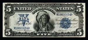 1899 $5 LARGE Size INDIAN CHIEF CRISP VF+/XF Silver Certificate! - Picture 1 of 2