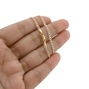 Unisex 10k Bicolor Gold 2mm Diamantschliff Kubanisches Armband 9 Zoll 1,9gms Armkettchen - Bild 1 von 1