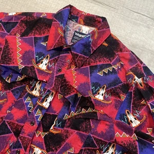 VTG Wrangler Shirt 17-36 Western Brushpopper Cow Skulls Neon Rodeo Cowboy Pink - Picture 1 of 8