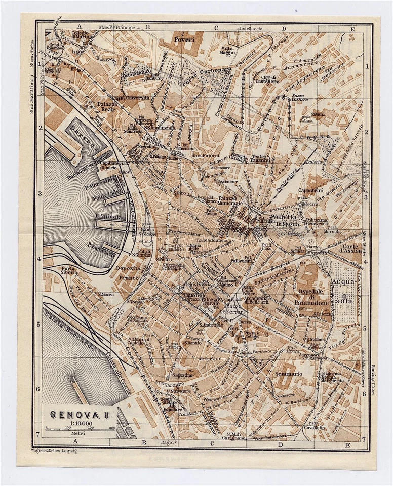 1934 ORIGINAL VINTAGE CITY MAP OF GENOA / GENOVA / LIGURIA ITALY - Image 1 of 3