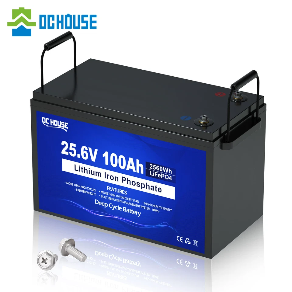 DC HOUSE 24V 100Ah LiFePO4 Lithium batterie wiederaufladbar über 4000 Tiefentladungen BMS