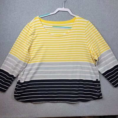Talbots Shirt Womens 3X Petite Striped Coastal Pullover Stretch Mature Top - Image 1 of 4