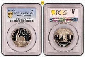 USA 1/2 Dollar 1986 S Liberty PCGS PR69DCAM Polished Plate 72398 - Picture 1 of 1