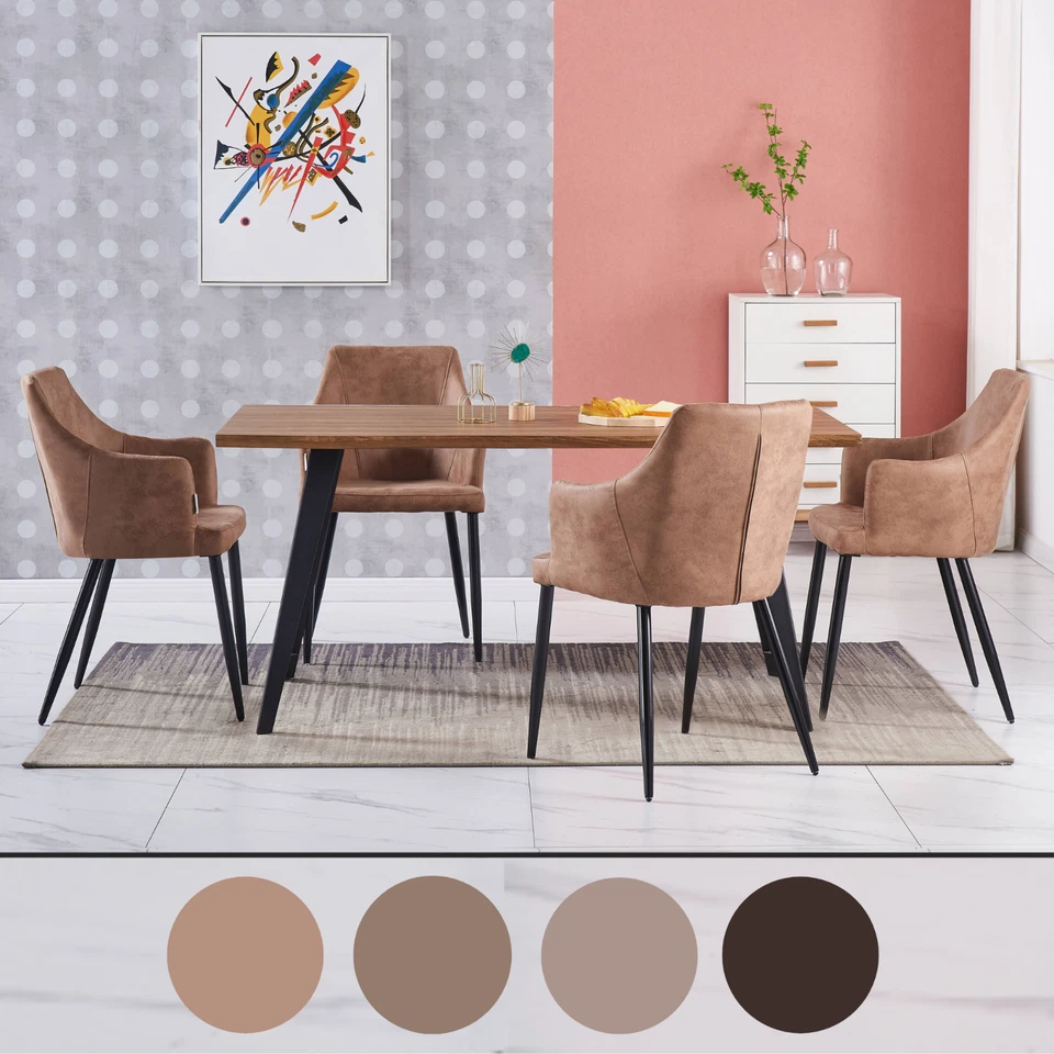 7PCS Zarah Dining Table Set w/ an Oak Dining Table & 6 Leather Dining Chairs - Image 1 of 1