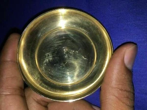 Small Brass Plate 6.5cm Round x 1cm Height All Religious Use Temple Home Diwali - Picture 1 of 5