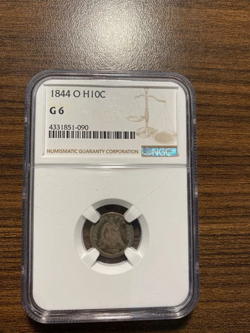 1844-O Liberty Seated Silver Half Dime NGC GOOD 6 G6 Type 3, Stars on Obverse Cover