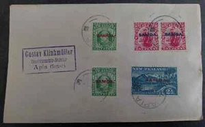 1918 Samoa Cover ties 5 stamps cancelled Apia - Picture 1 of 2