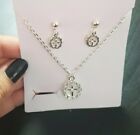 Fashion Jewellery Ladies Women Unisex Cross Little Necklace Pendant Set Earings