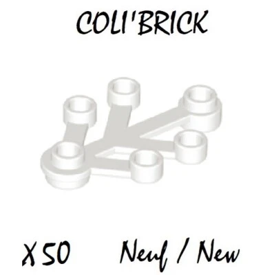 lego 2423 - 50x Feuille Branche Plant leaves vegetation 4x3 - Blanc White - NEUF