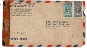 Costa Rica Censored Cover To USA President’s Stamps 1940’s - Picture 1 of 1
