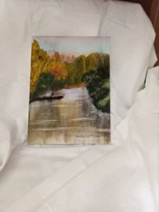 original watercolor picture "memories of autumn" #forest trees nature river - Picture 1 of 10