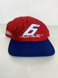 Vintage 90er Mark Martin #6 Nascar rot Snapback Mütze Kappe Nutmeg Mills handsigniert - Bild 1 von 6