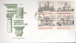 1980 FDC - Scott# 1838-41 - Architecture - Block of 4 - Artmaster - Picture 1 of 1