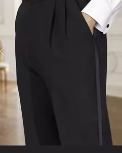Nuevo Pantalón Esmoquin Gianni Negro Lana No Ajustable Sin Dobladillo 39 R Regular - Imagen 1 de 1