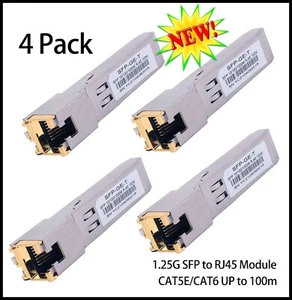 4PCS 1000BASE-T Gigabit SFP RJ45 Copper Ethernet Transceiver Module 1.25G New - Picture 1 of 8