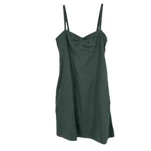 Patagonia Womens Organic Cotton Hemp Blend Dress Olive Green Sleeveless Size 10 - Picture 1 of 9