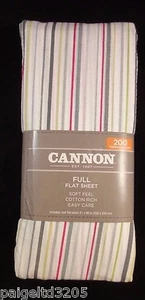 Cannon Full One Flat Sheet Pink Stripe 200 Thread Count - Picture 1 of 1