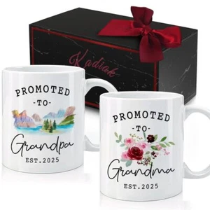 Promoted to Grandma & Grandpa 2025 Mugs Pregnancy Announcement Mug Gift for G... - Picture 1 of 5