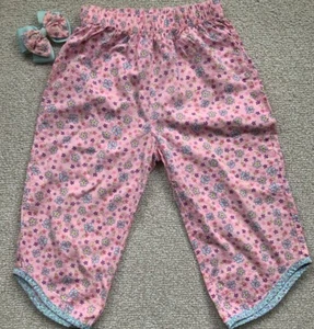 Hanna Andersson SZ 110 US 5 Pink Floral Blue Polka Dot capri pants - Picture 1 of 6