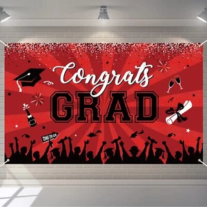 Graduation Decorations 2025 Party Backdrop Banner Black Photo Booth Props - Picture 1 of 7
