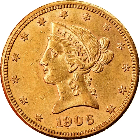 [#882333] Coin, United States, Coronet Head, $10, Eagle, 1906, Denver, AU Cover