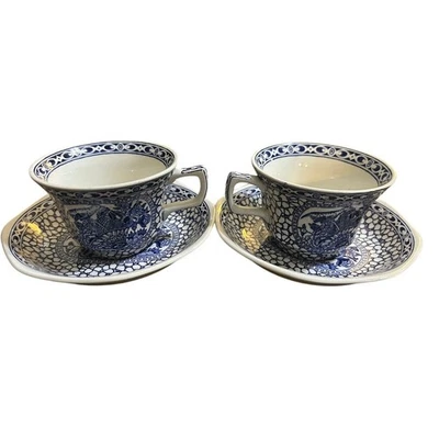 Juego de 2 platillos taza de té Ironstone inglés real pájaro chino Adams Inglaterra Foto 1 de 4