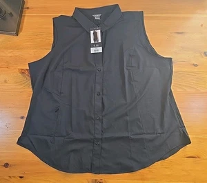Eddie Bauer Ladies Black Sleeveless Collared Tech Shirt, Size XXL. J1 - Picture 1 of 8