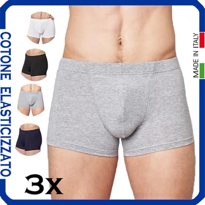 3 Boxer Uomo Cotone Elasticizzato Taglie Forti Elastico Interno Mutande da in - Immagine 1 di 4