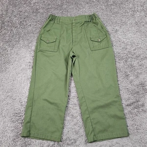 VINTAGE Boy Scouts Pants Boys Youth 22 Green Cargo Uniform Stretch USA Union - Picture 1 of 11