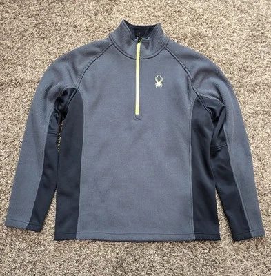 Spyder Outbound Pullover 1/2 Zip Jacket Sweater Grey Lime Green Men's Sz Large - Image 1 of 4