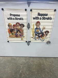 2 POSTER BIRRA PAGLIA vintage anni '70 proporre e riposare 23" per 34" rari - Foto 1 di 17