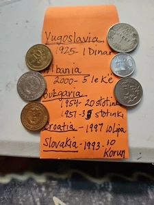 Bulgaria 1954 20 Stotinki, 1951 5 Stotinki, Yugoslavia 1925 1 Dinar, Albania... - Picture 1 of 2