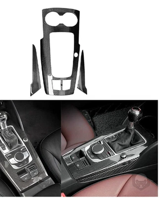 Cubierta de panel de cambio de marchas de consola central de fibra de carbono real para Audi A3 S3 8v 14-20 Foto 1 de 4
