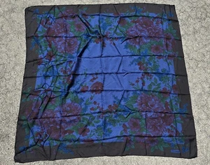 Bufanda Coach Vintage Azul Floral Seda Cuello 34x33 HECHA EN ITALIA - Imagen 1 de 5