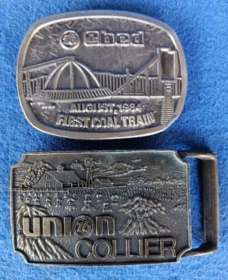 De colección Union 76 Oil Gas Company Hebillas de Cinturón Latón y Estaño Par de 2 Coleccionistas Foto 1 de 3