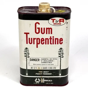 Vintage leere 1 Quart T&R Marke Gummi Terpentin Dose Farbe Verdünner - Bild 1 von 16
