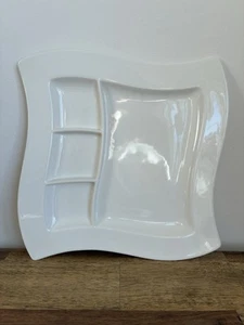 VILLEROY & BOCH White Porcelain "New Wave" WHITE GRILL- DIVIDED PLATE- 26x26cm - Picture 1 of 12