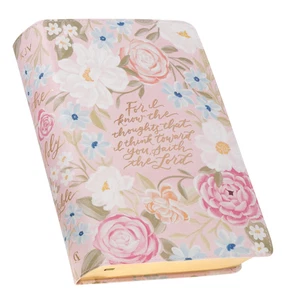 KJV Holy Bible – Giant Print, Pink Floral Vegan Leather, Red Letter Edition, Thu - Picture 1 of 9