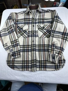 Vtg Madewell Wool Flannel Shacket Shirt Button Up Long Sleeve Large Mended - Picture 1 of 19
