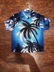 Koman Sport Men Medium Hawaiian Blue Shirt - Picture 1 of 4