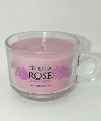 Taza de té de vidrio rosa de tequila vela de soja Foto 1 de 4