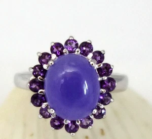 eleganter 925er Silber Ring synthetischer Amethyst Besatz oval rund lila Gr.60 - Bild 1 von 6