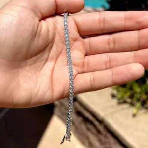 5.00 Ct Round Cut Certified GH/VS Diamond Tennis Bracelet 14k White Gold - Picture 1 of 10