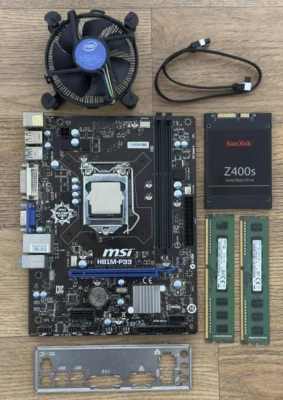Combo MSI H81M-P33 Motherboard with i3-4160 CPU 8GB Ram 128GB SSD & Cooler - Image 1 of 4